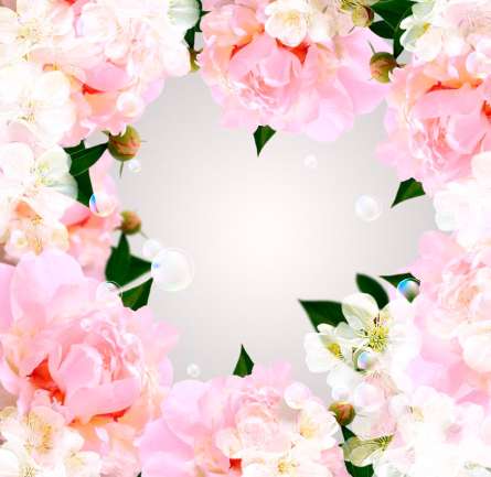 Фотошпалери Рамка з бежевих півоній Фотошпалери Рамка з бежевих півоній