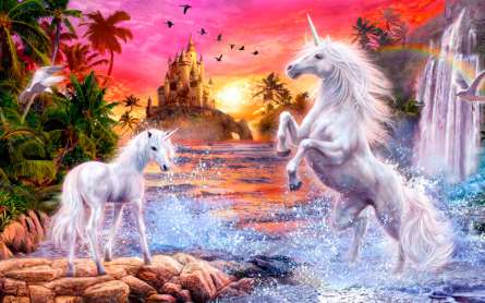 Фотошпалери на заході Єдинороги Фотошпалери на заході Єдинороги