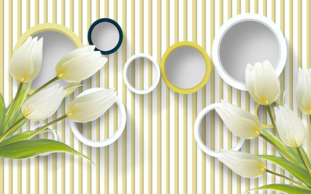 Фотошпалери квіти і кола 3д