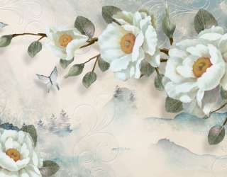 Фотошпалери Квіти на бірюзовому тлі 22919