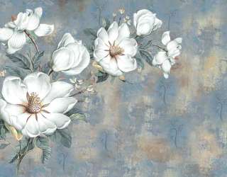 Фотошпалери Білі квіти на блакитному тлі 22180