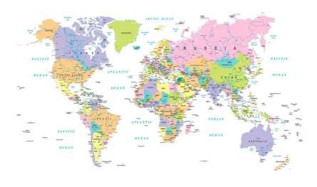 Фотошпалери різнобарвна карта світу на білому тлі