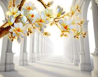 Фотошпалери Тунель з гілкою магнолії 23677