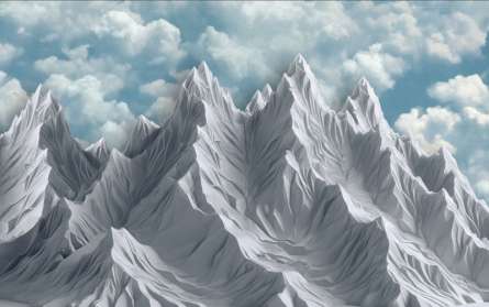 Фотошпалери 3Д гори блакитні з небом