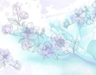 Фотошпалери блакитні векторні квіти 28193