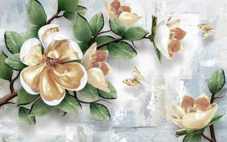 Фотошпалери 3D гілка з квітами Фотошпалери 3D гілка з квітами